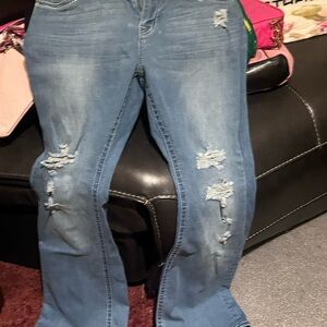 Ya Los Angeles Blue Distressed Boot Cut Jeans